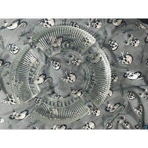 Vintage Style Clear Ribbed Glass Relish Dishes Set of 4 Curved